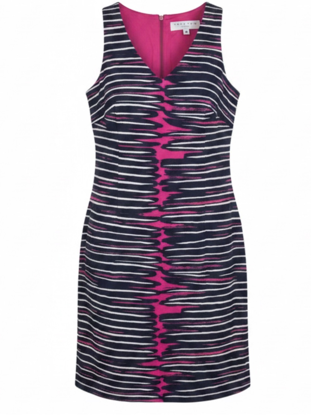 Trina Turk Navy & Magenta Striped Sleeveless Girls Dress